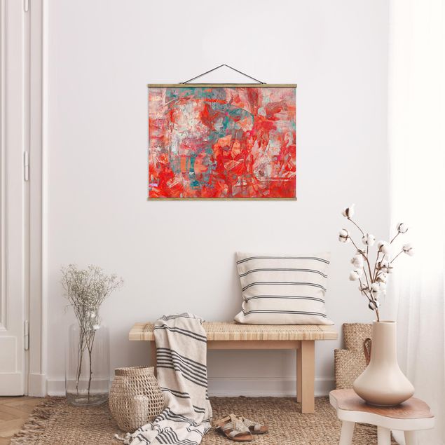 Abstract canvas wall art Red Fire Dance