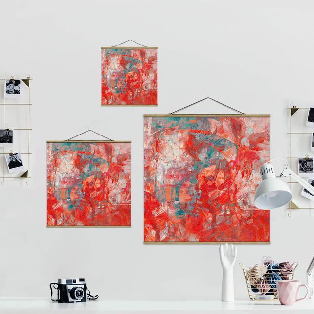 Fabric print with posters hangers Red Fire Dance