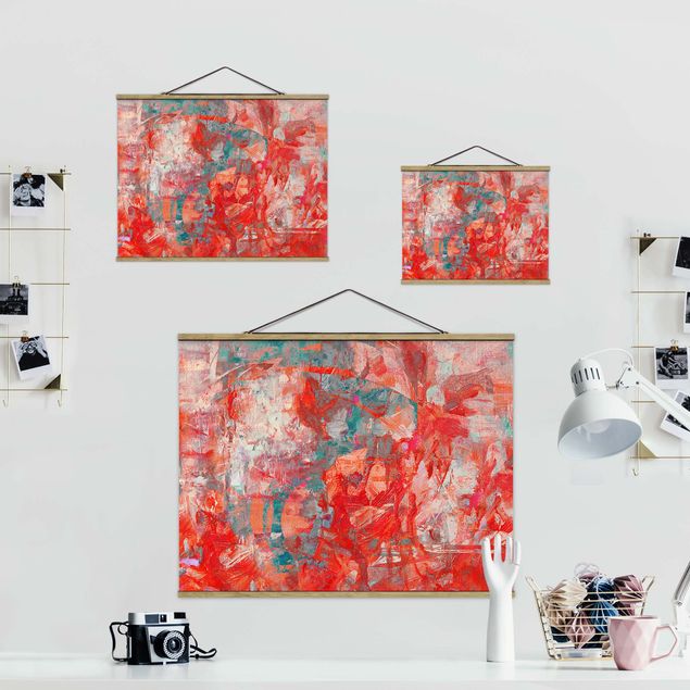 Fabric print with posters hangers Red Fire Dance