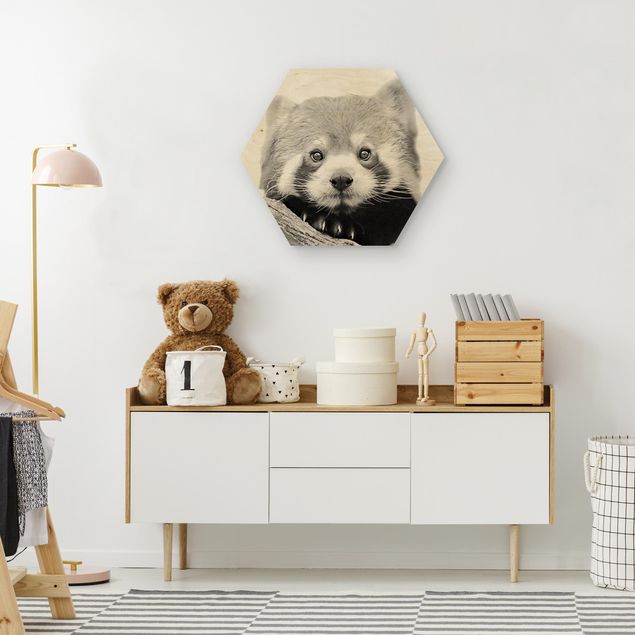 Animal wall art Red Panda In Black And White