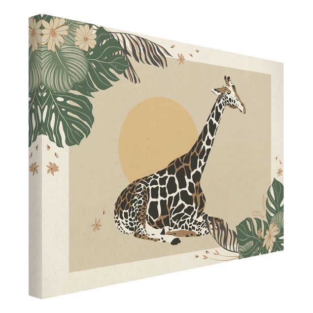Prints flower Safari Animals - Giraffe At Sunset