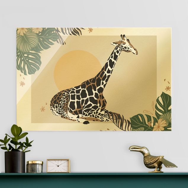 Giraffe print Safari Animals - Giraffe At Sunset