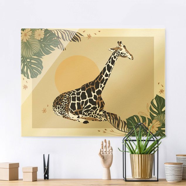 Giraffe print Safari Animals - Giraffe At Sunset