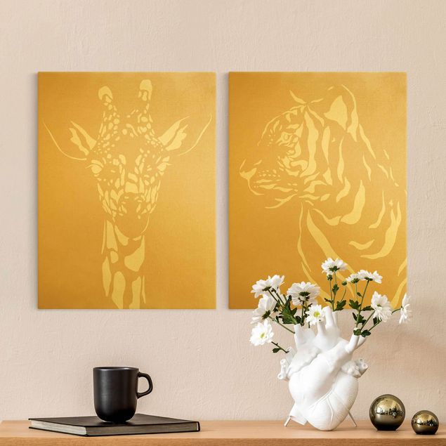Tiger prints Safari Animals - Giraffe and Tiger Beige