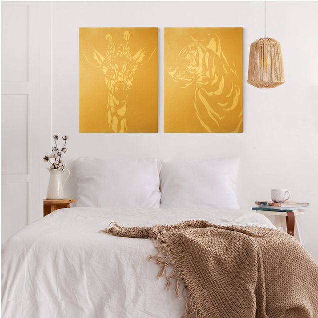 Giraffe print Safari Animals - Giraffe and Tiger Beige