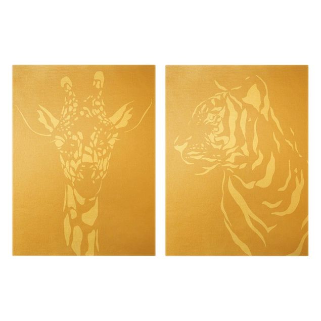Prints animals Safari Animals - Giraffe and Tiger Beige