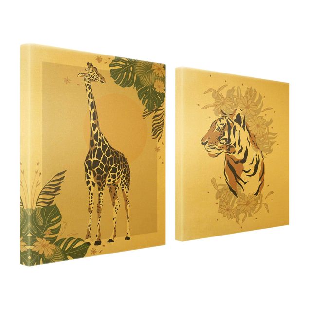 Prints floral Safari Animals - Giraffe And Tiger