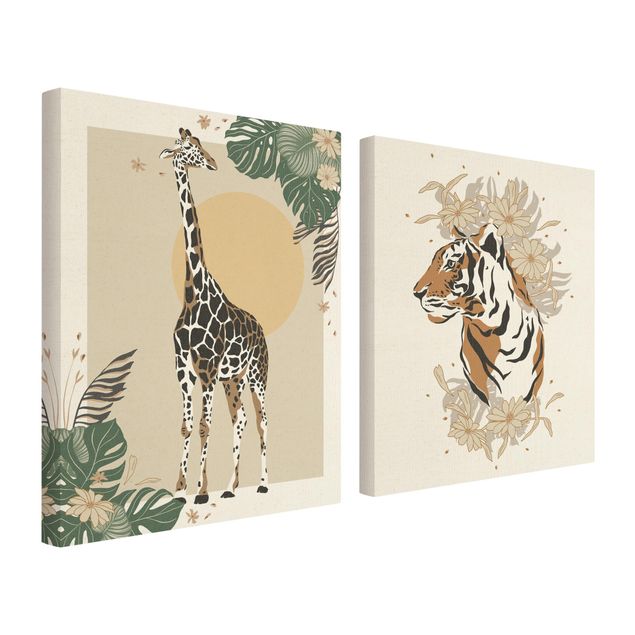 Prints floral Safari Animals - Giraffe And Tiger