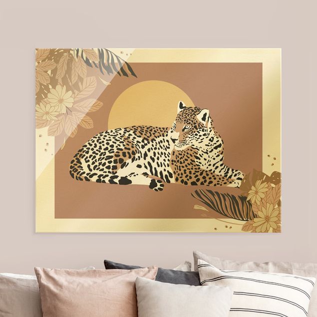 Glass prints flower Safari Animals - Leopard At Sunset