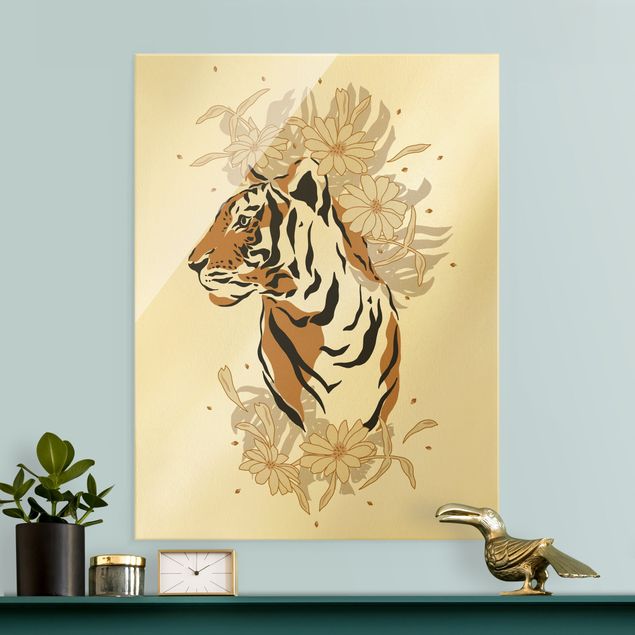 Glass prints pieces Safari Animals - Portrait Tiger
