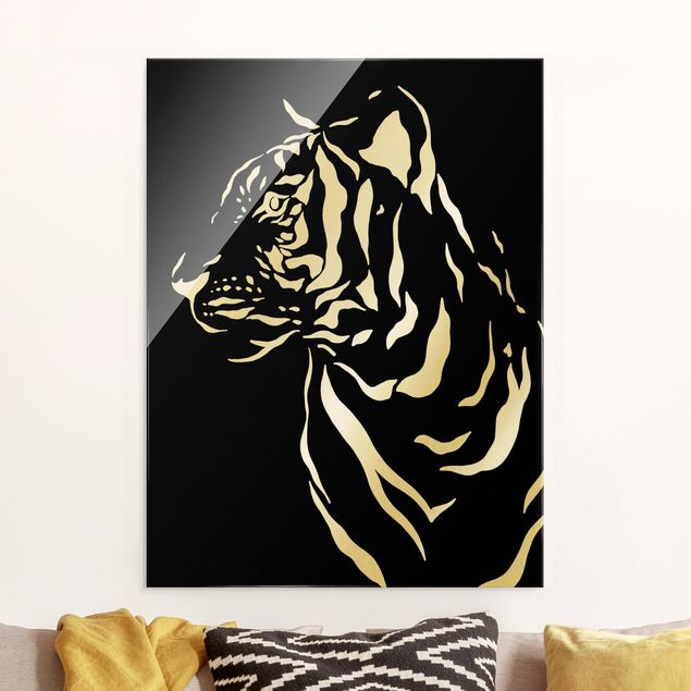 Tiger art print Safari Animals - Portrait Tiger Black