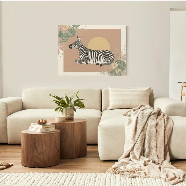 Zebra canvas Safari Animals - Zebra At Sunset