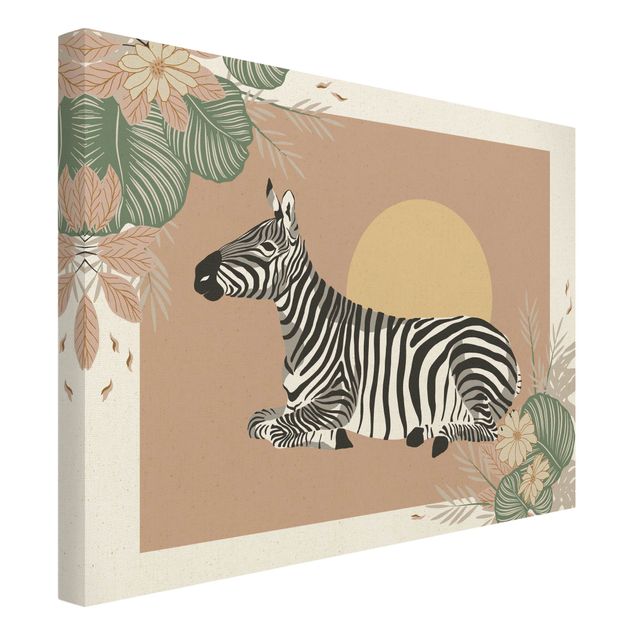 Prints flower Safari Animals - Zebra At Sunset