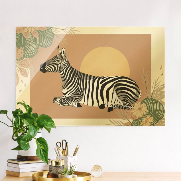 Zebra wall print Safari Animals - Zebra At Sunset