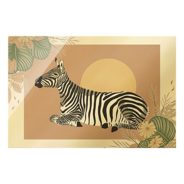 Floral canvas Safari Animals - Zebra At Sunset