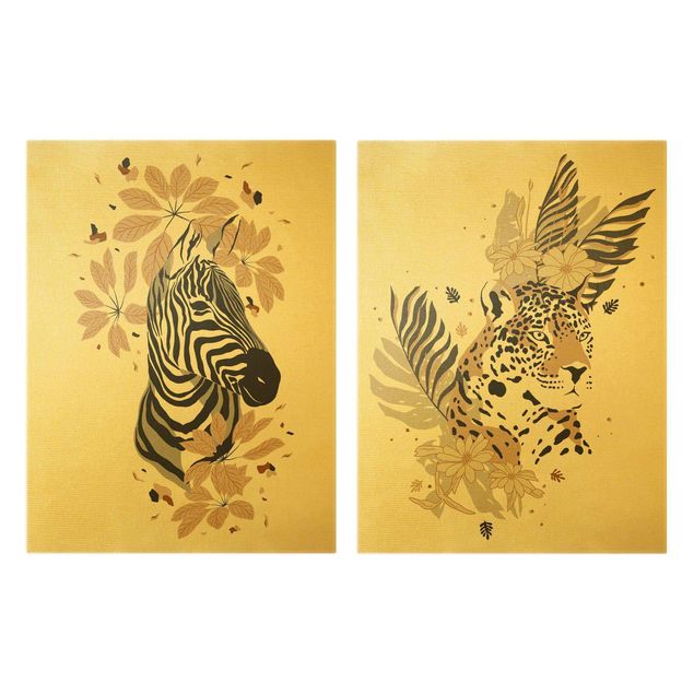 Prints flower Safari Animals - Zebra And Leopard