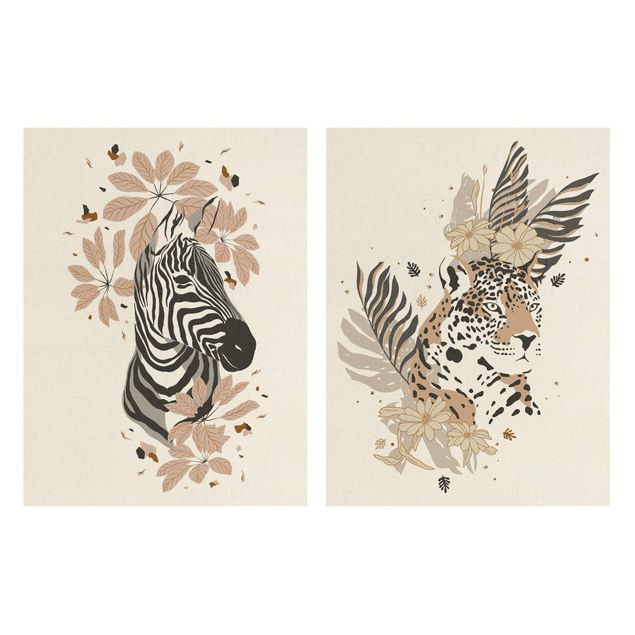 Prints flower Safari Animals - Zebra And Leopard