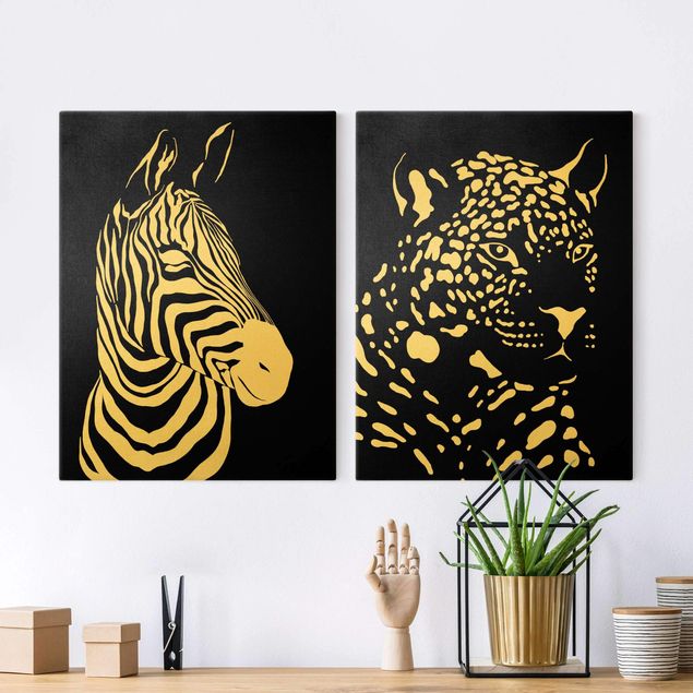 Prints zebra Safari Animals - Zebra and Leopard Black