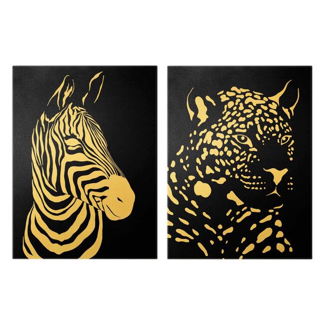 Prints animals Safari Animals - Zebra and Leopard Black