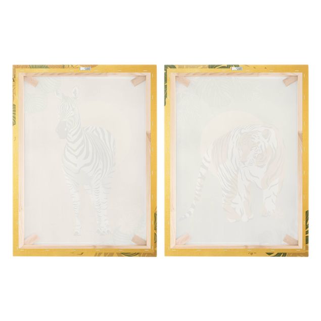 Prints floral Safari Animals - Sun Behind Zebra And Tiger