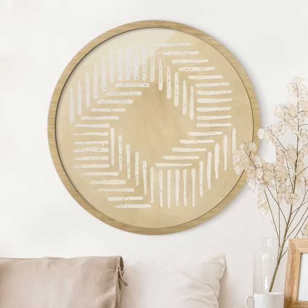 Abstract canvas wall art Sand Coloured Modern Geometry