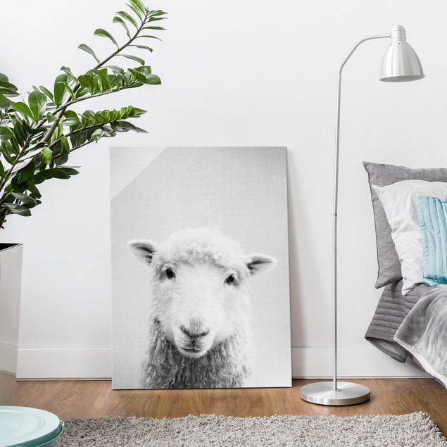 Glass prints pieces Sheep Steffi Black And White