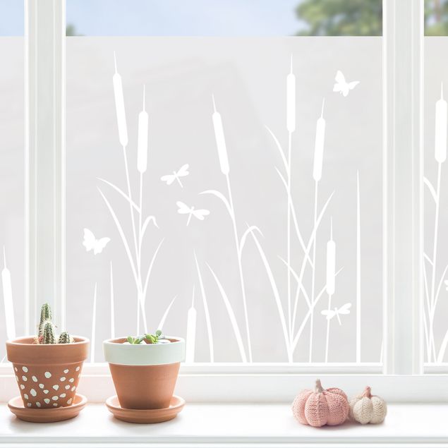 Window stickers animals Reed With Dragonflies And Butterflies II