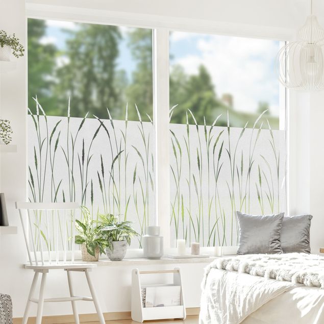 Privacy window film Reeds and grass border