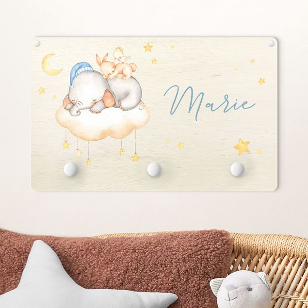 Kids room decor Sleeping Animal Friends At Night With Customised Name