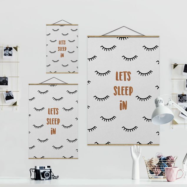 Fabric print with posters hangers Bedroom Quote Lets Sleep In