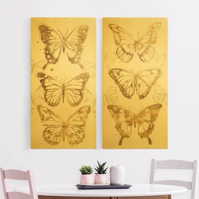 Butterfly art print Compositions Of Butterflies Gold