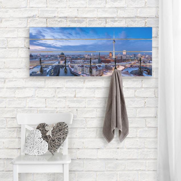 Wall mounted coat rack architecture and skylines Snow In Berlin