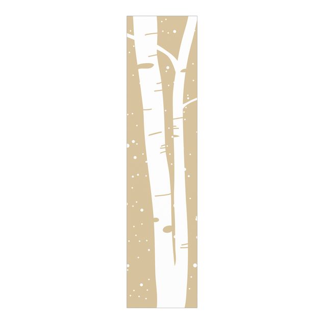 Sliding panel curtains landscape Snowconcert Between Birches