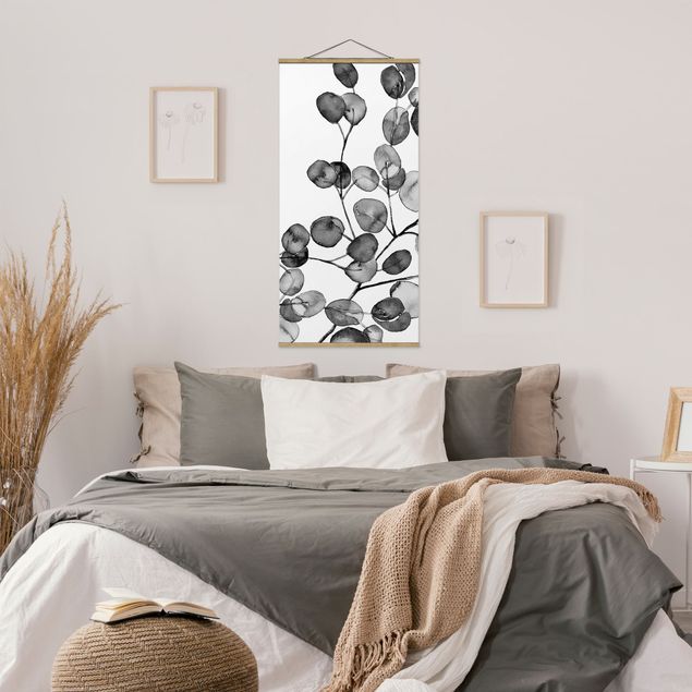 Prints floral Black And White Eucalyptus Twig Watercolour