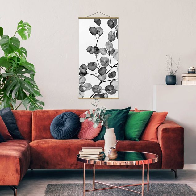 Floral prints Black And White Eucalyptus Twig Watercolour