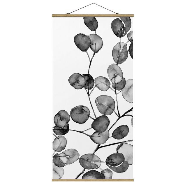 Contemporary art prints Black And White Eucalyptus Twig Watercolour