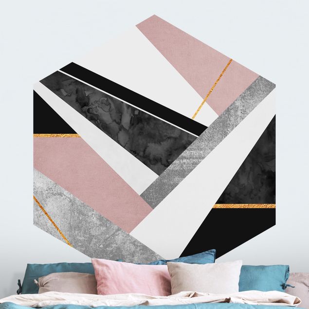 Geometric shapes wallpaper Black And White Geometry With Gold