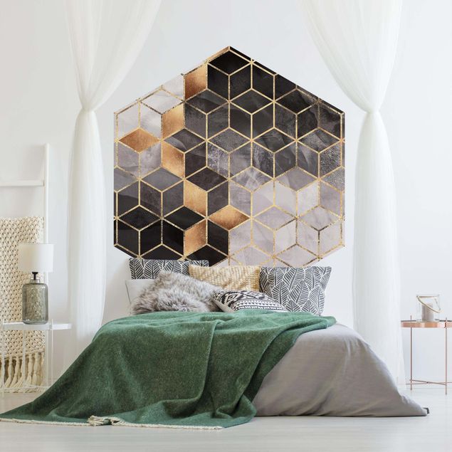 Modern wallpaper designs Black And White Golden Geometry