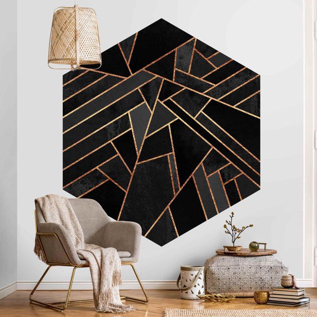 Modern wallpaper designs Black Triangles Gold