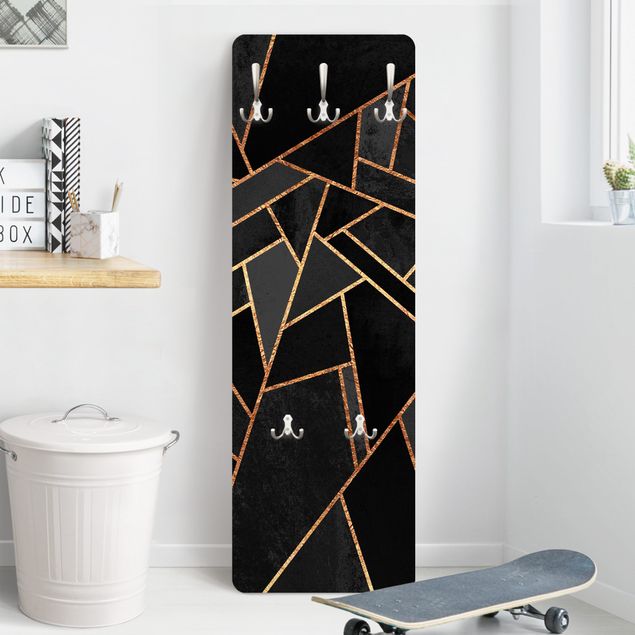 Wall mounted coat rack patterns Black Triangles Gold