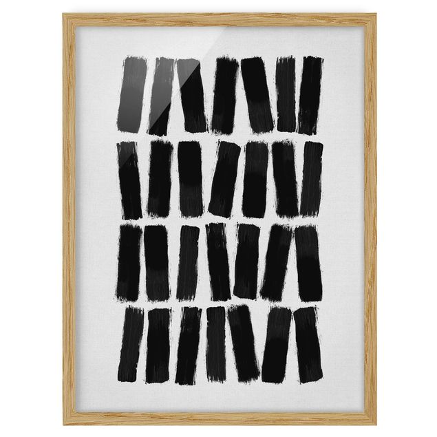 Black and white framed pictures Black Paint Brush Strokes