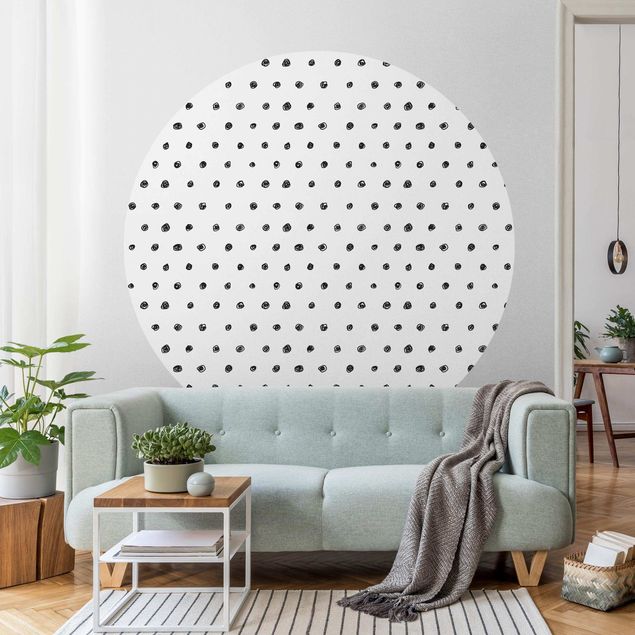 Spotty wallpaper Black Ink Dot Pattern