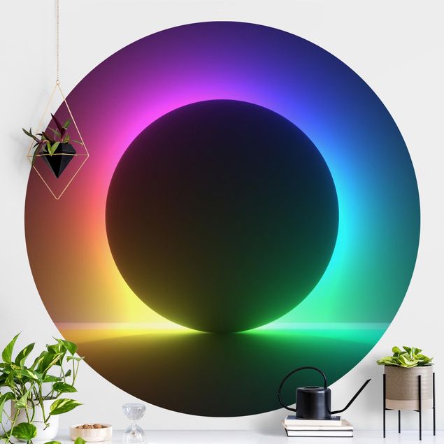 Wallpapers modern Black Circle With Neon Light
