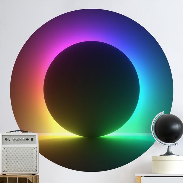 Wallpapers 3d Black Circle With Neon Light