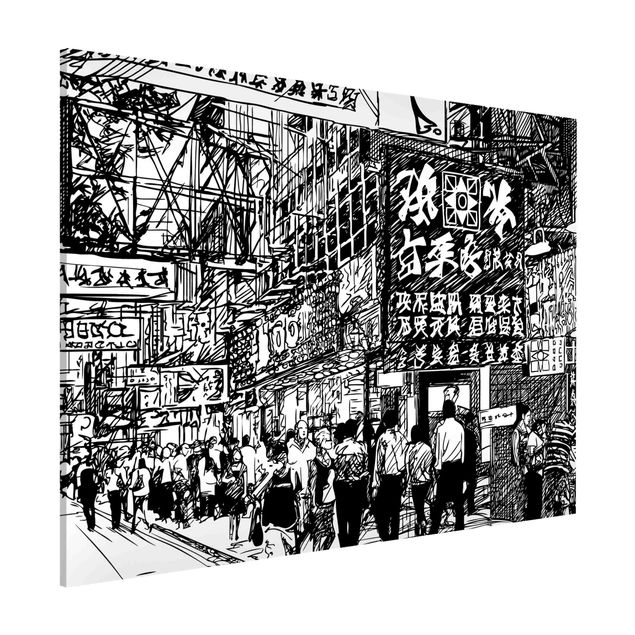 Magnet boards sayings & quotes Black And White Drawing Asian Street II
