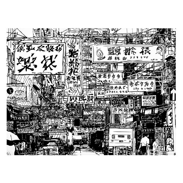 Framed quotes Black And White Drawing Asian Street