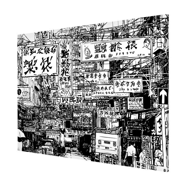 Contemporary art prints Black And White Drawing Asian Street