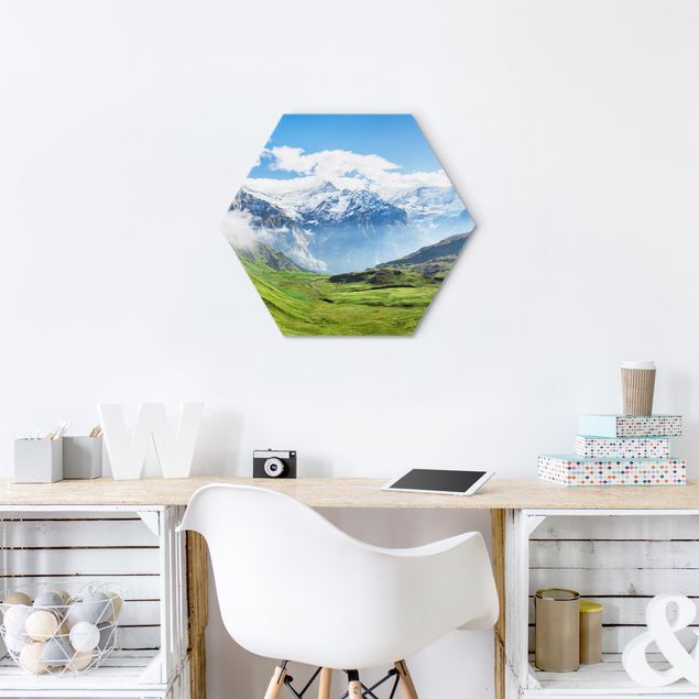 Mountain art prints Swiss Alpine Panorama