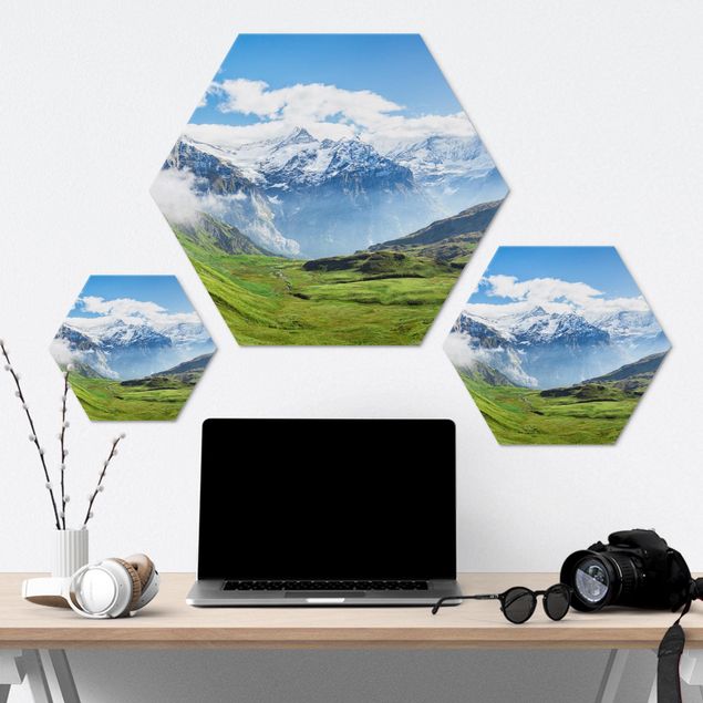 Green art prints Swiss Alpine Panorama