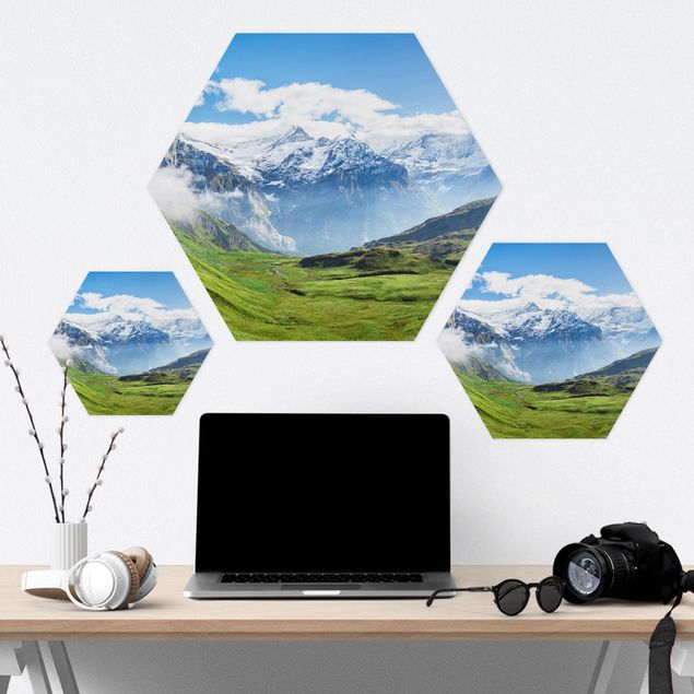 Green art prints Swiss Alpine Panorama